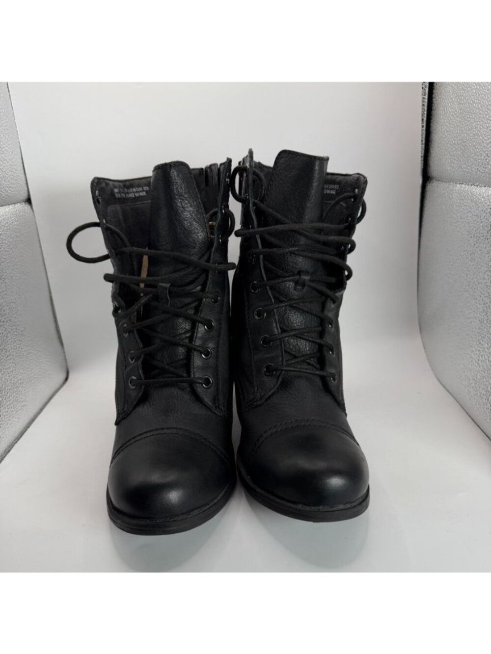 Clarks Black Leather Lace-Up Heeled Ankle Boots With Buckle Detail Womens Size 9 - Picture 2 of 8